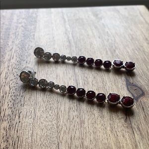 SWAROVSKI drop pierced earrings,red/white crystal